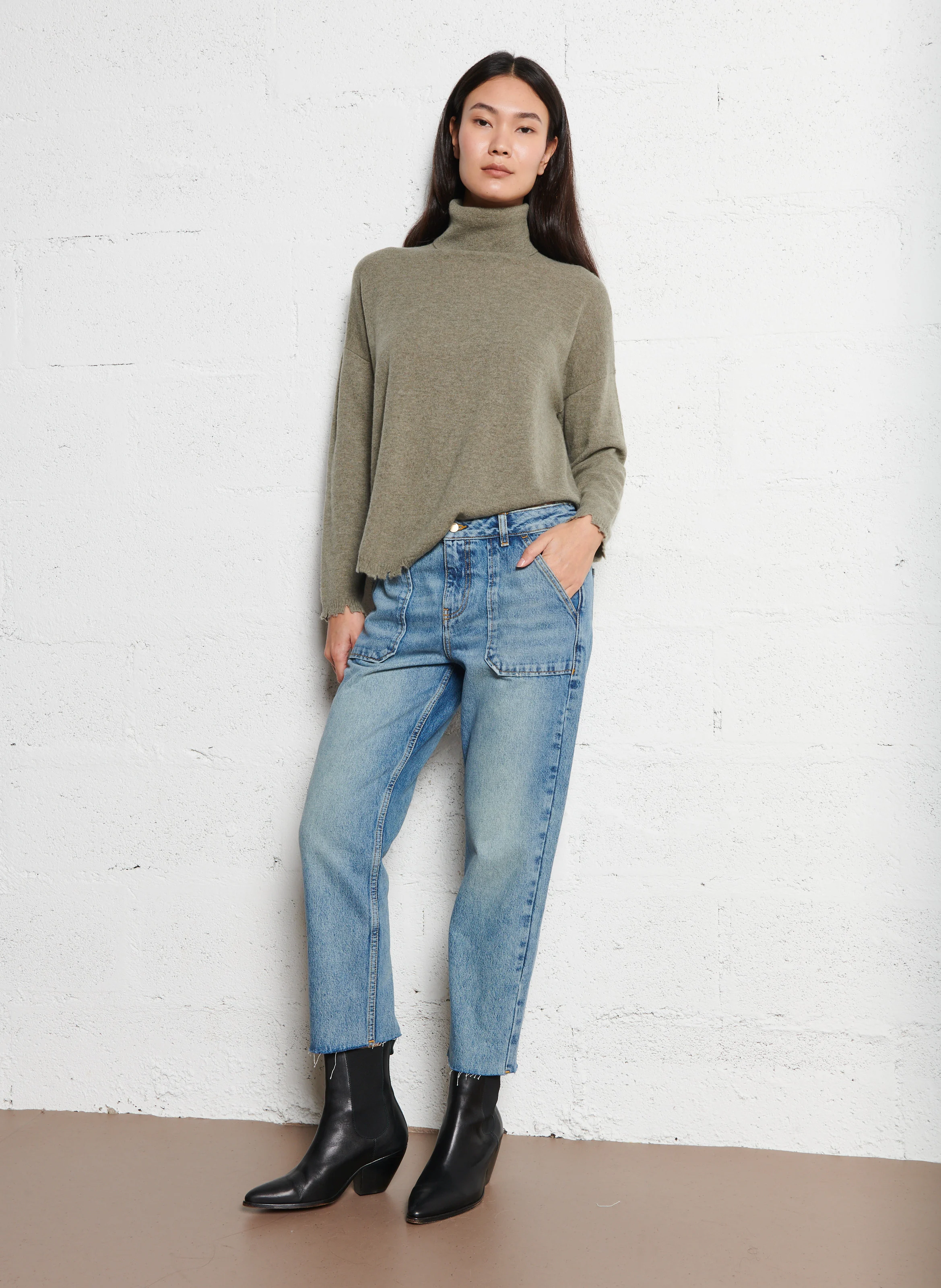 ELLY - Jean droit en coton | Bleu
