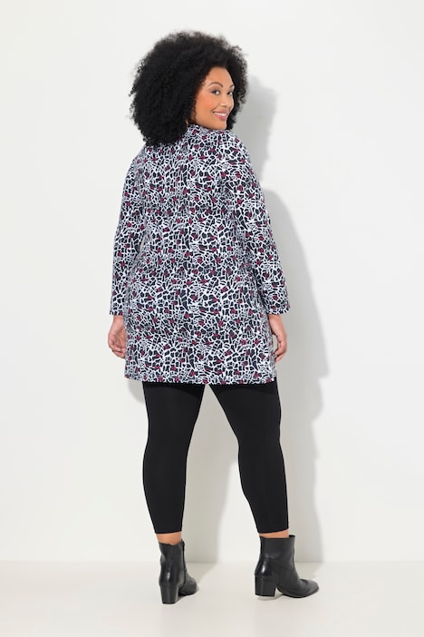 Longshirt, gemustert, A-Linie, Carree-Ausschnitt, Langarm