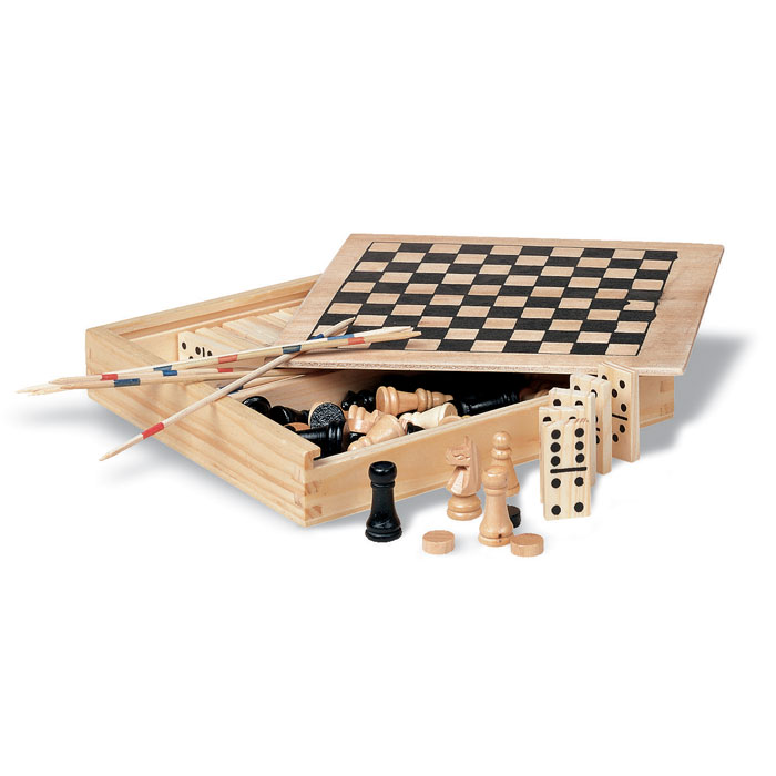 GiftRetail KC2941 - TRIKES 4 jeux dans une boîte en bois