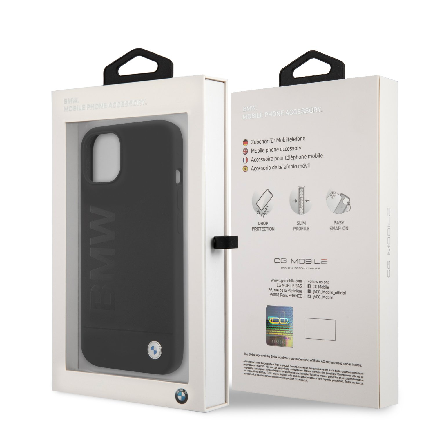 iPhone 13 Silikon Hardcase Hülle Big Logo (BMHCP13MSLBLBK) - Schwarz