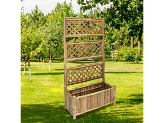 Lit surélevé de jardin avec treillis Bambou 70 cm