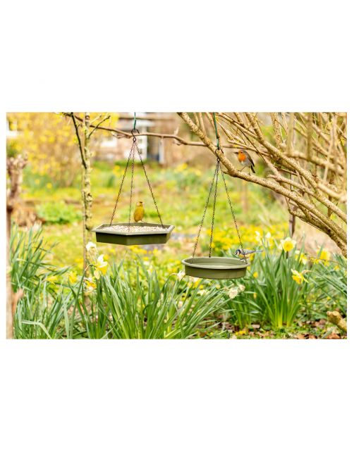 Wildbird Hangende Voer- En Waterschaal Set - Vogel - Voerbak- Drinkbak - Groen