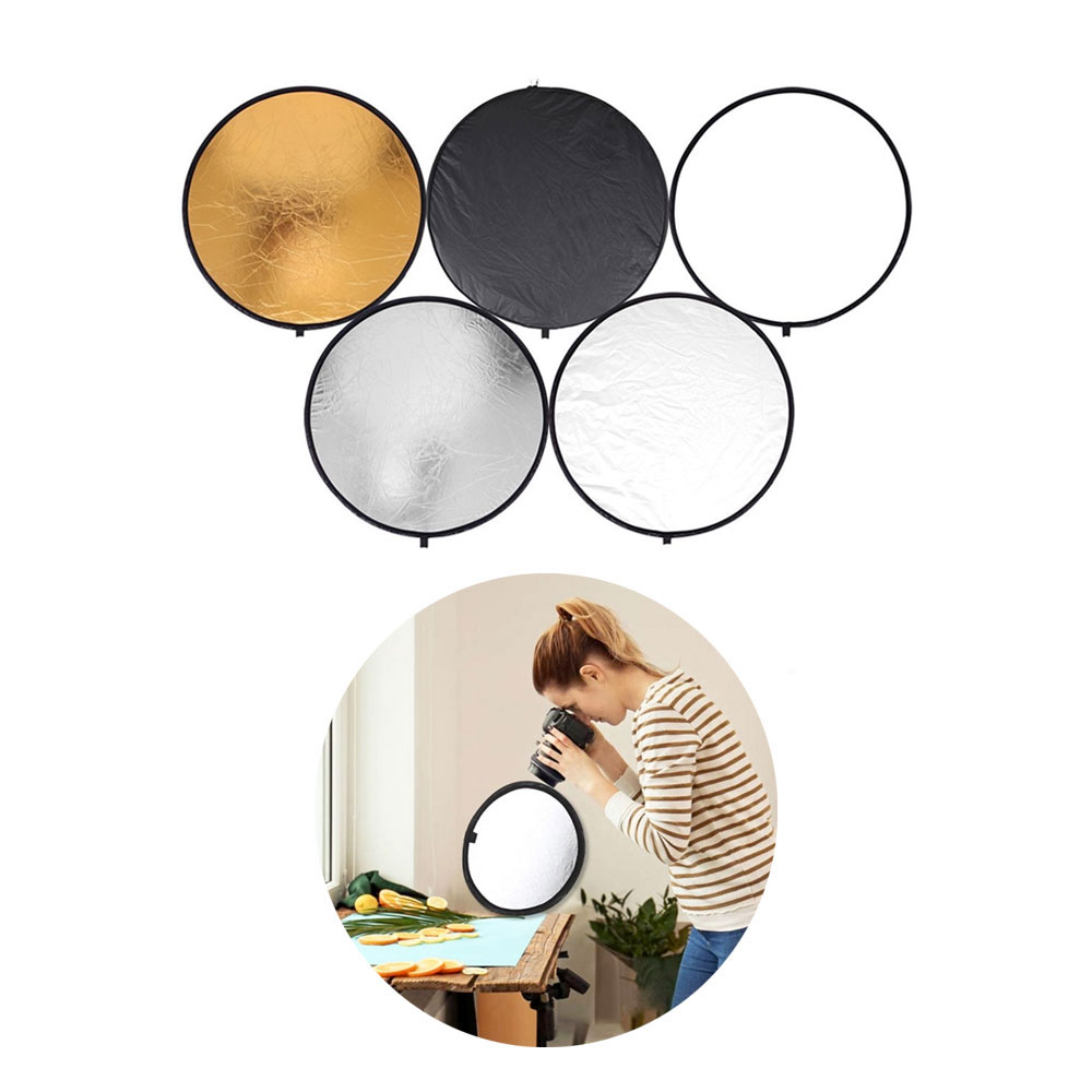 (5-tlg. Set) 60cm Kamera Licht Reflektor Studio Ausrüstung Porträt Foto Leuchte  - Gold / Silber / Schwarz / Weiss / Transparent