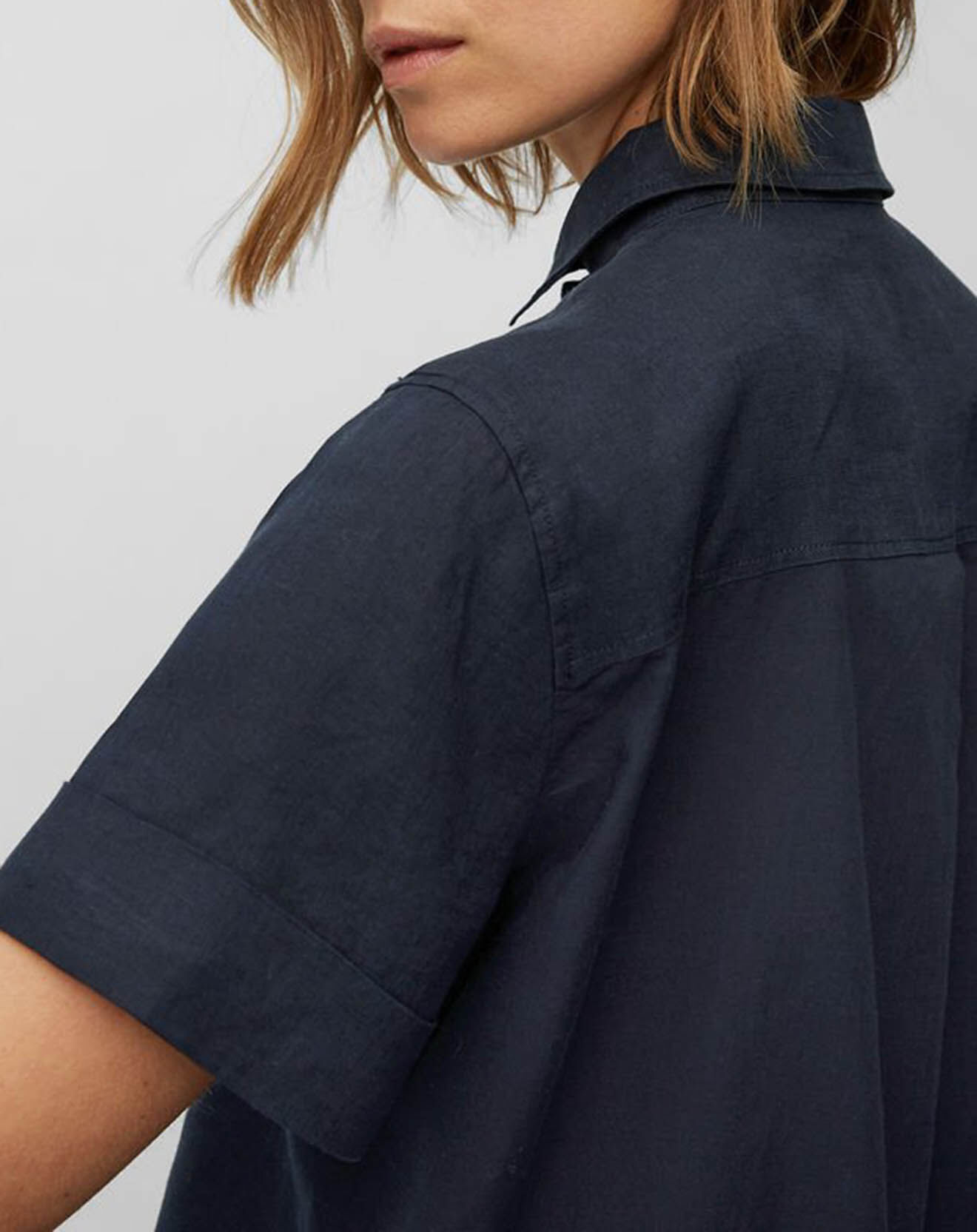 Marc O'Polo Chemise 100% Lin Zahia bleu marine