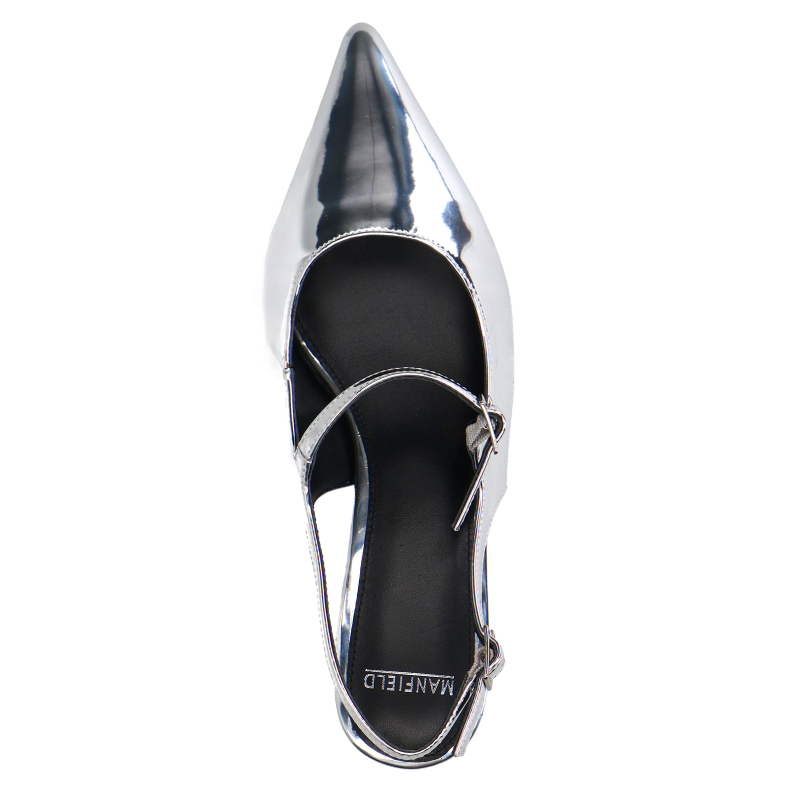 Zilveren lak slingbacks