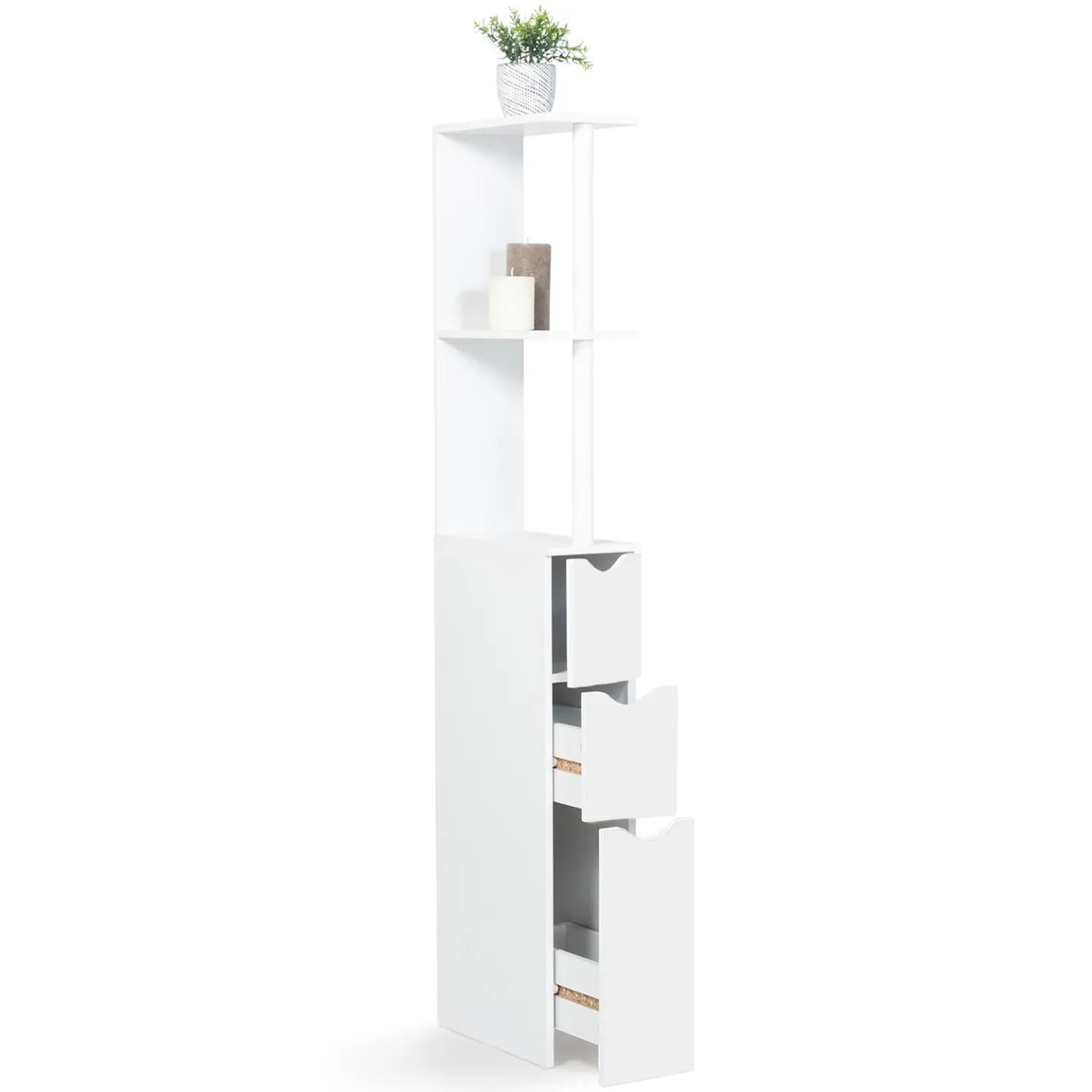 Meuble WC étagère bois WILLY 3 portes blanc