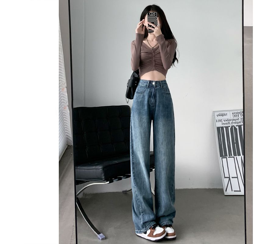 Shopherd - High Rise Washed Loose-Fit Jeans (diverse designs)