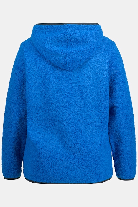 Fleece-Hoodie, Koordinaten-Druck, Zipptaschen, Langarm