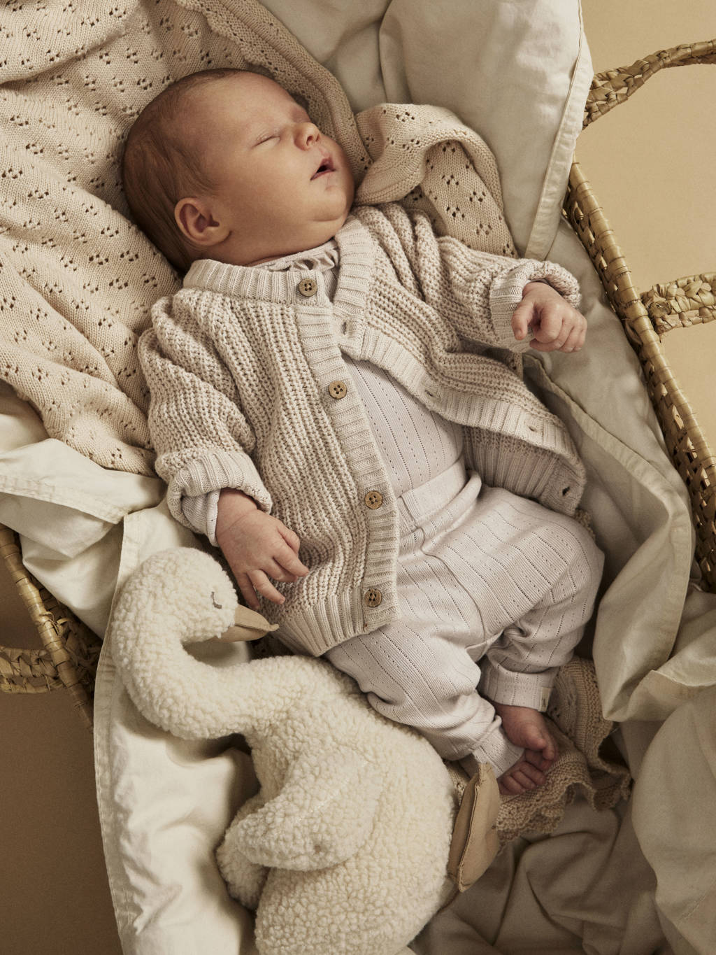 LIL' ATELIER baby gebreid vest NMNEMLEN lichtzand