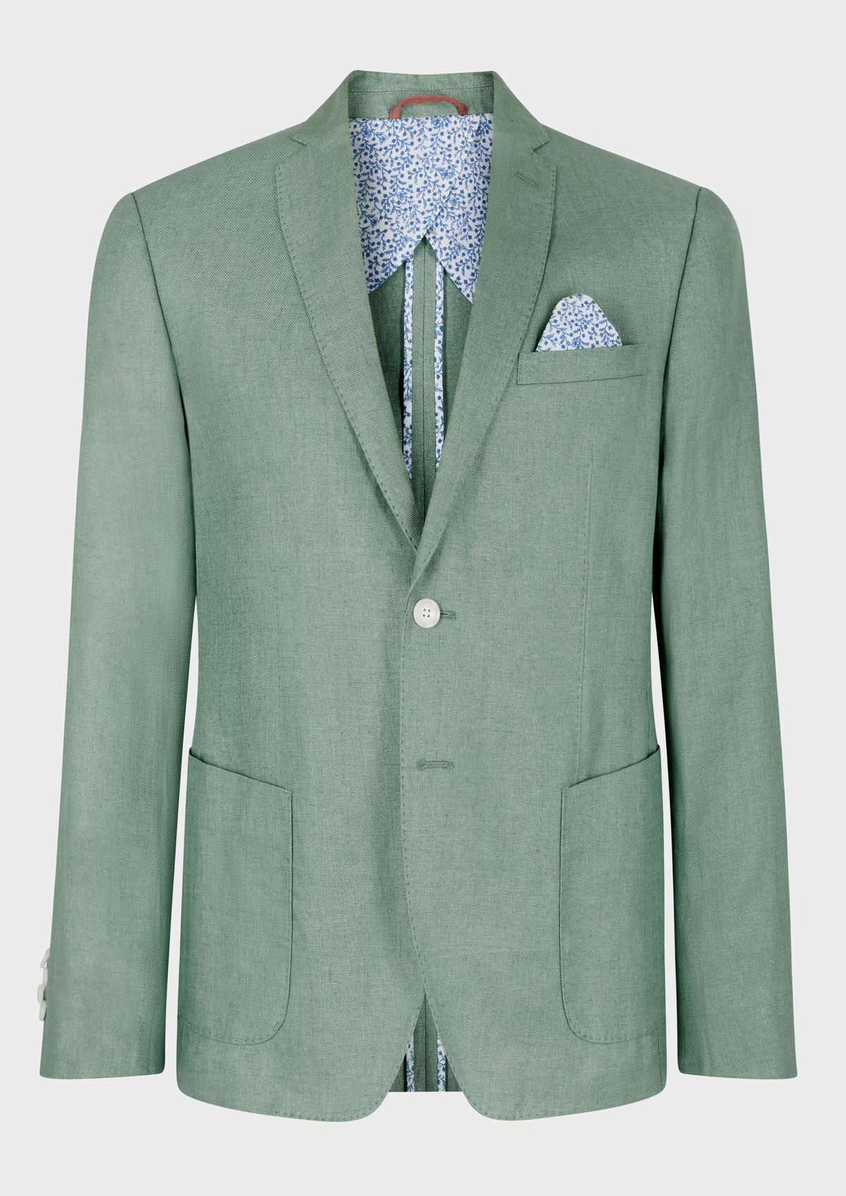 Veste coordonnable Regular en lin uni vert