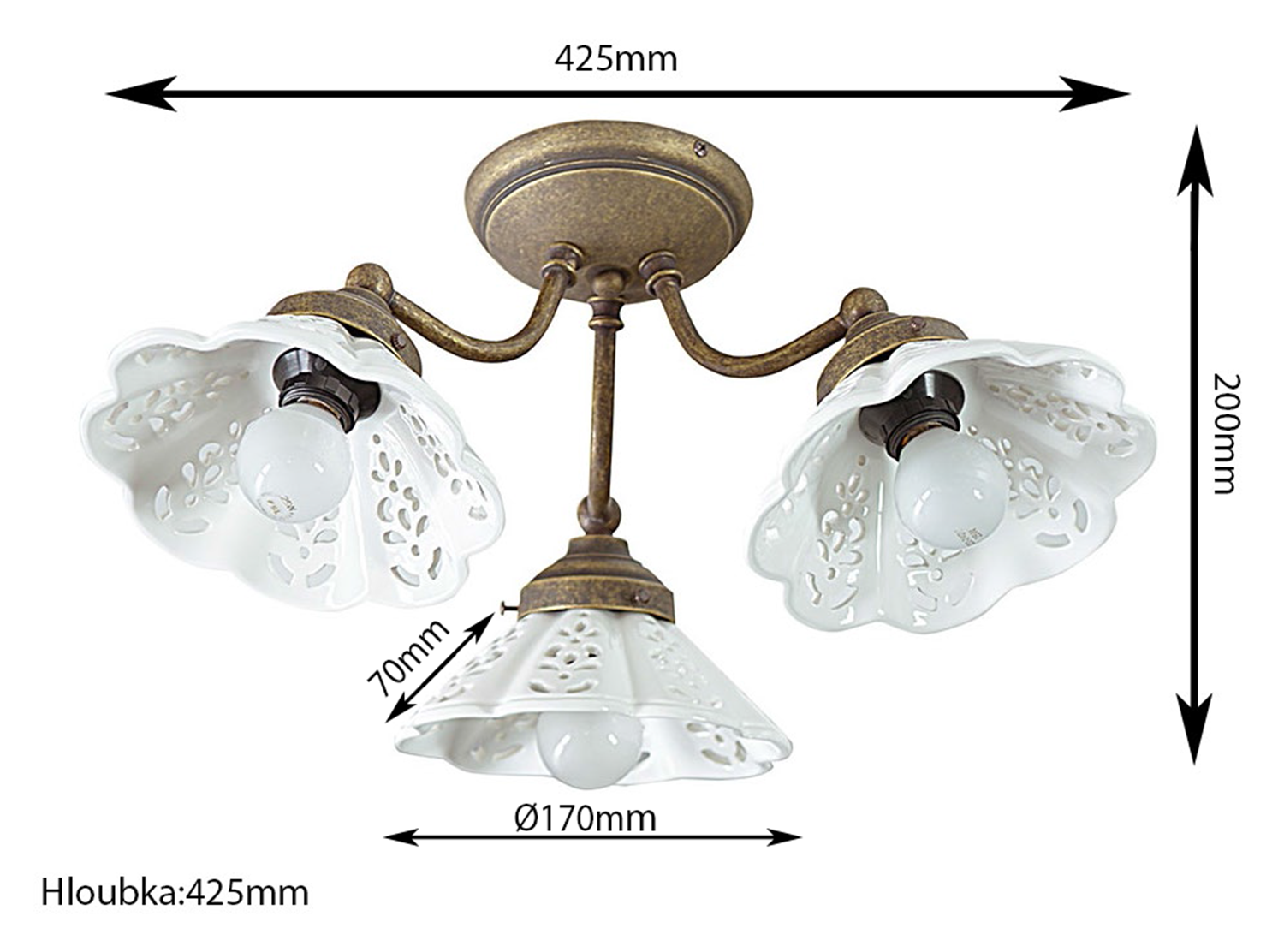 Sapho Vintage Napoli plafondlamp E14 40W brons