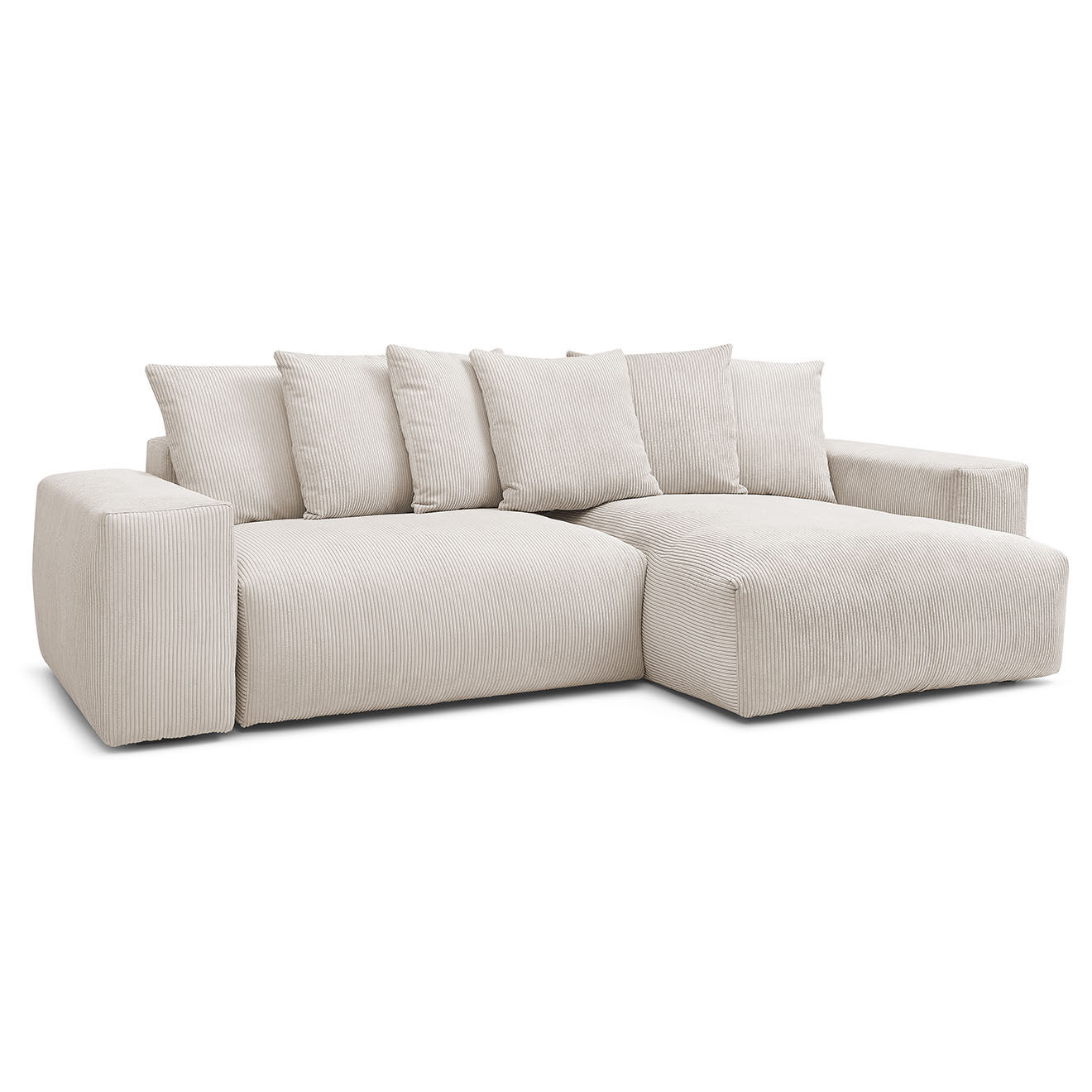 Bobochic Canapé d'angle réversible ultra moelleux voltaire velours côtelé beige - 310x174x75 cm