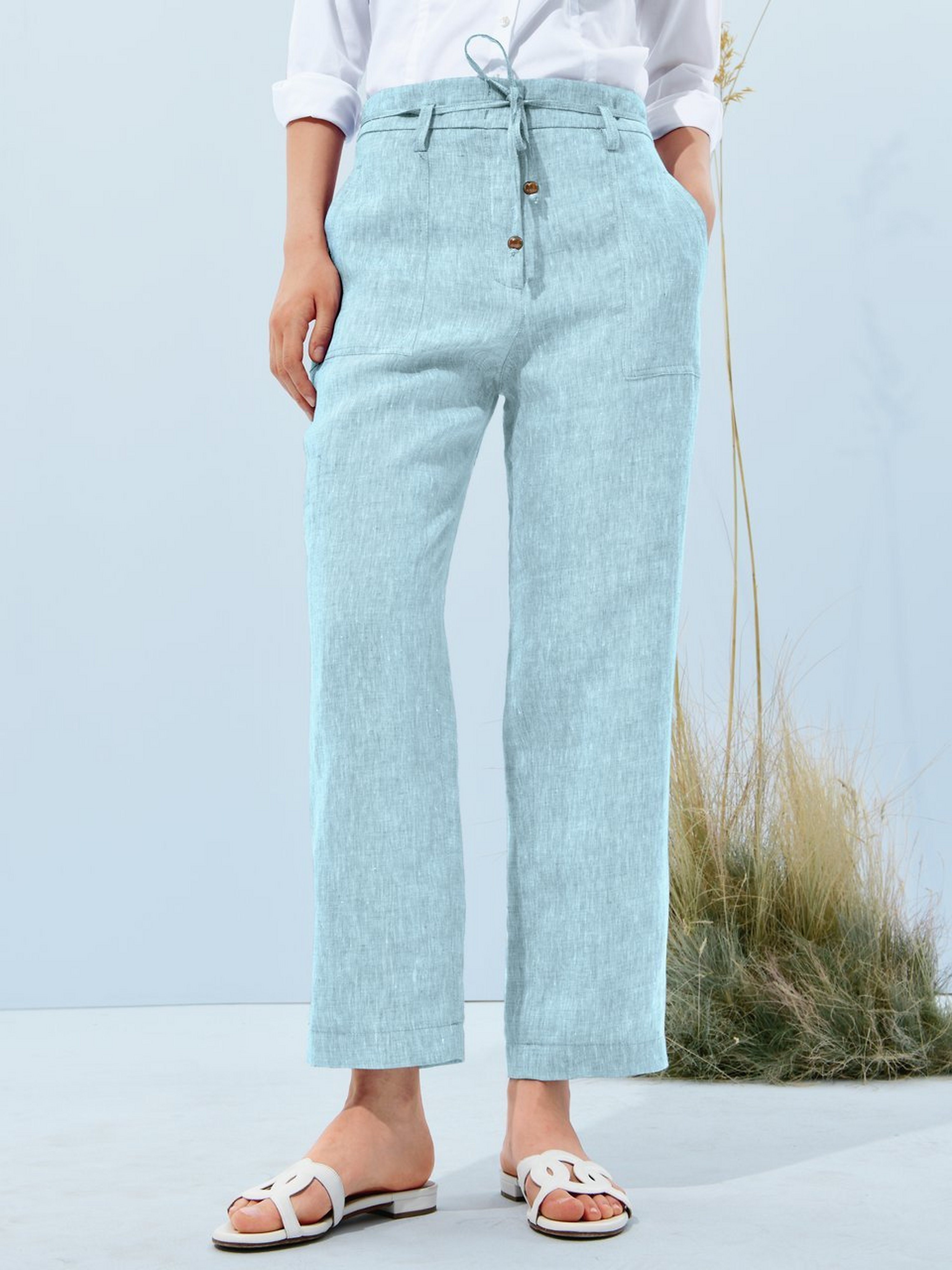 Knöchellange Hose aus 100% Leinen