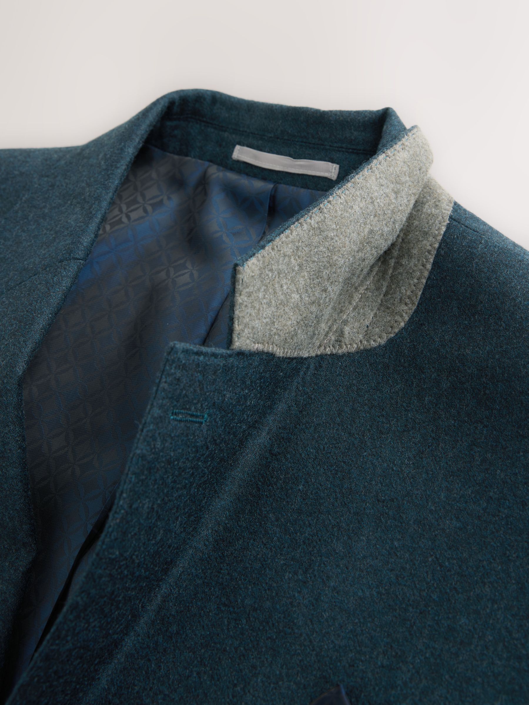 Blauwgroen - Normale Pasvorm - Signature Zignone Italian Wool Cashmere Blend Flannel Suit Jacket