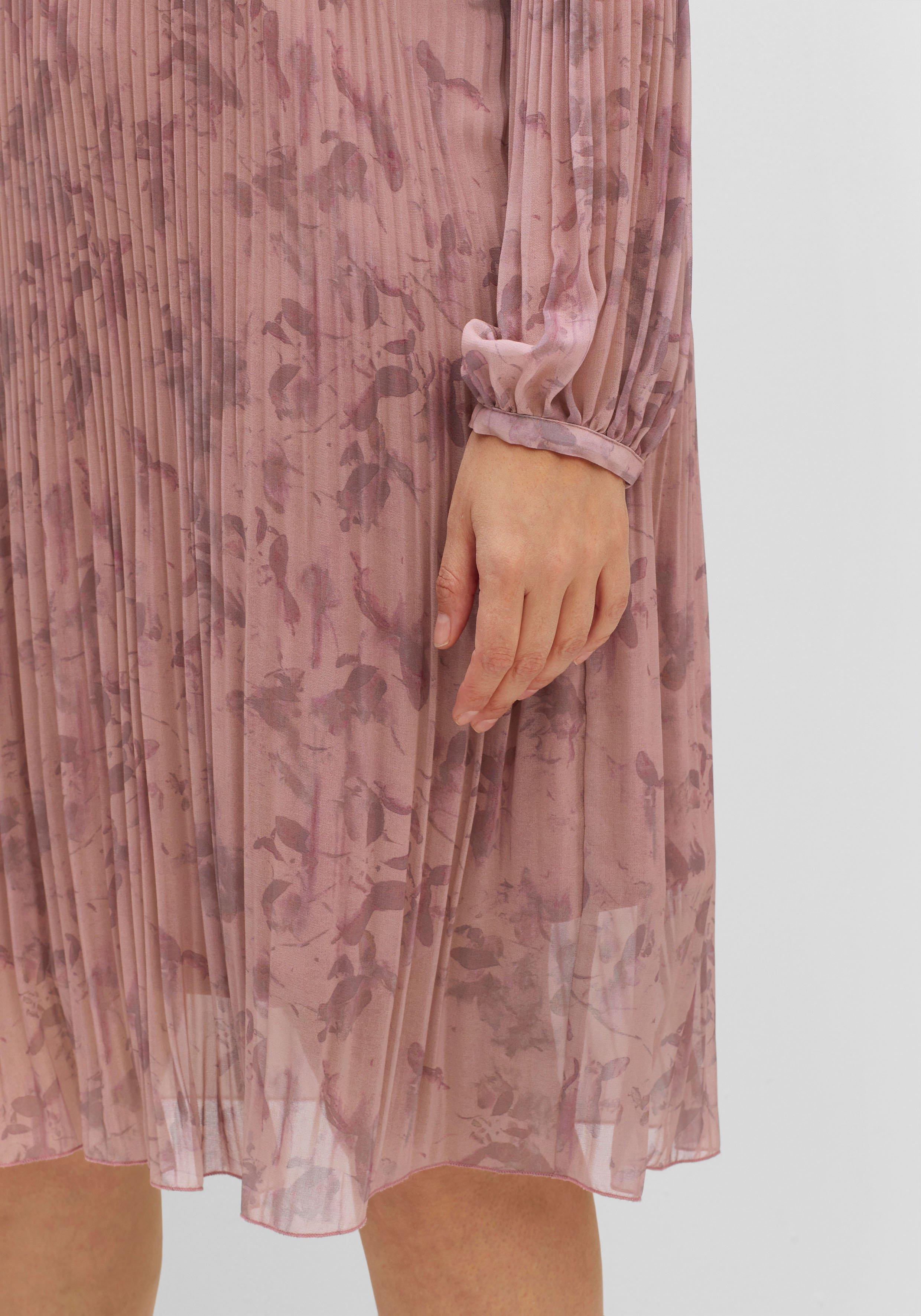 Plissiertes Chiffonkleid mit Alloverdruck