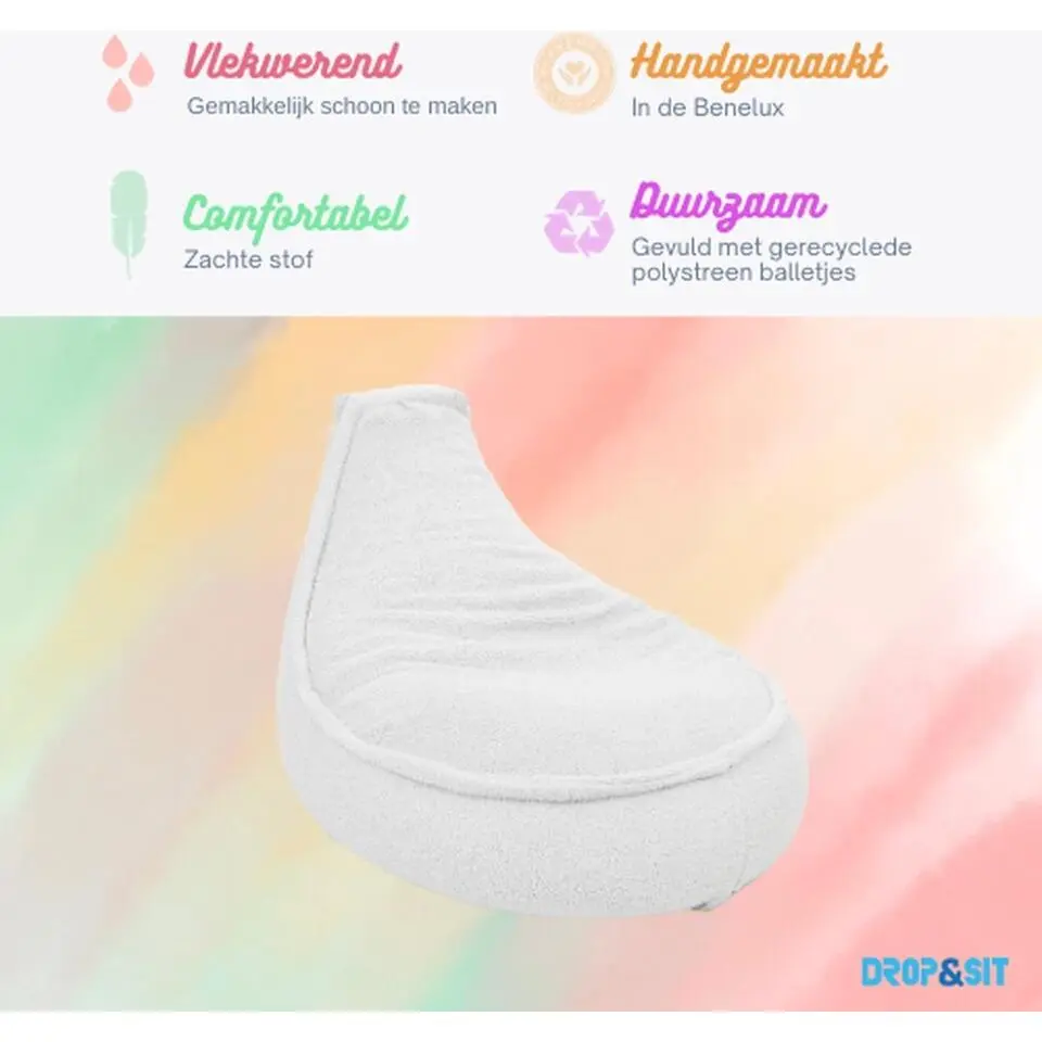 Parya - Zitzak Stoel Junior 75 x 55 cm - Beanbag Ecru - Zitzak met Vulling