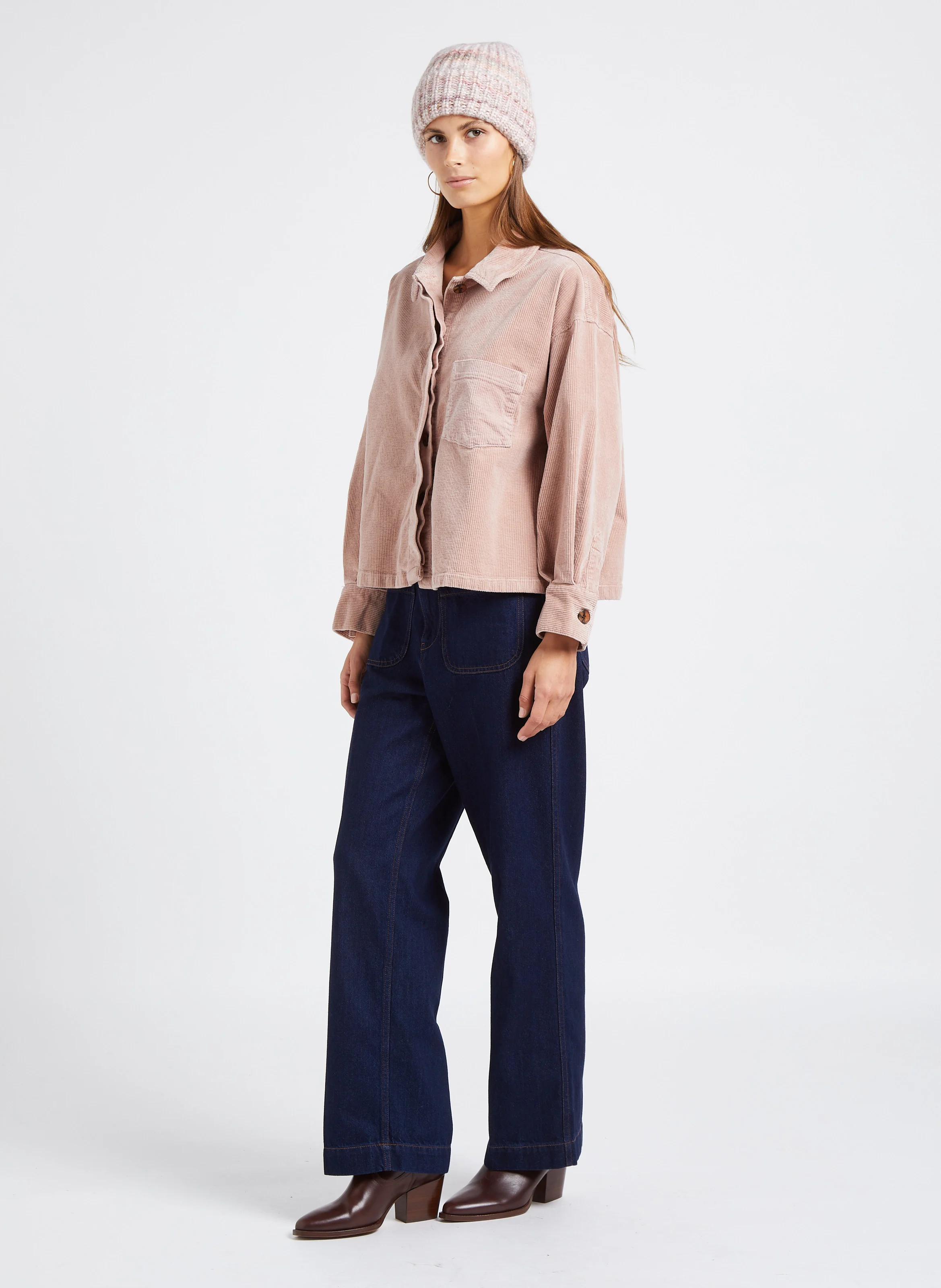 SAMUEL - Jean droit taille haute en coton | Bleu