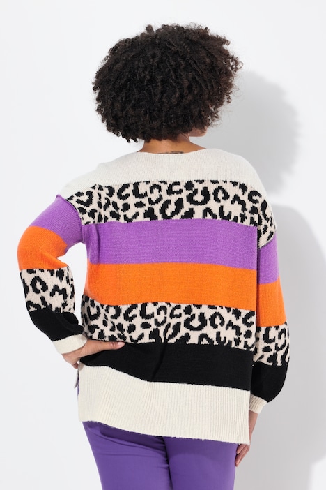 Pullover, oversized, Blockstreifen, Langarm