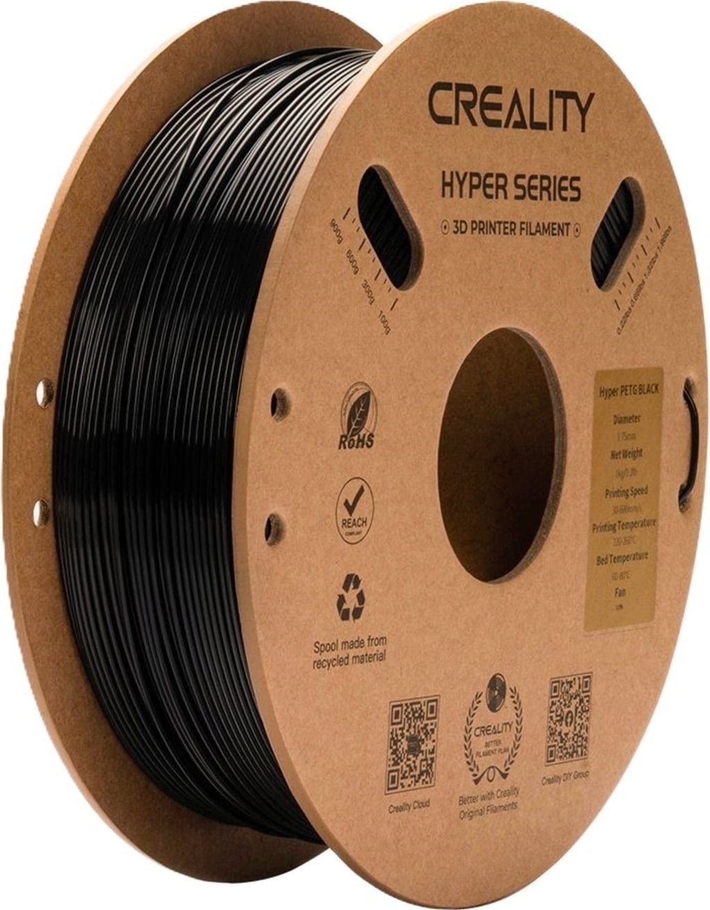 Creality  Hyper PETG Black, 1,75 mm / 1000 g    PETG Filament für den High Speed Druck