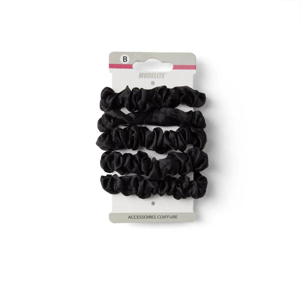 Lot de 5 chouchous scrunchies polyester satiné noir