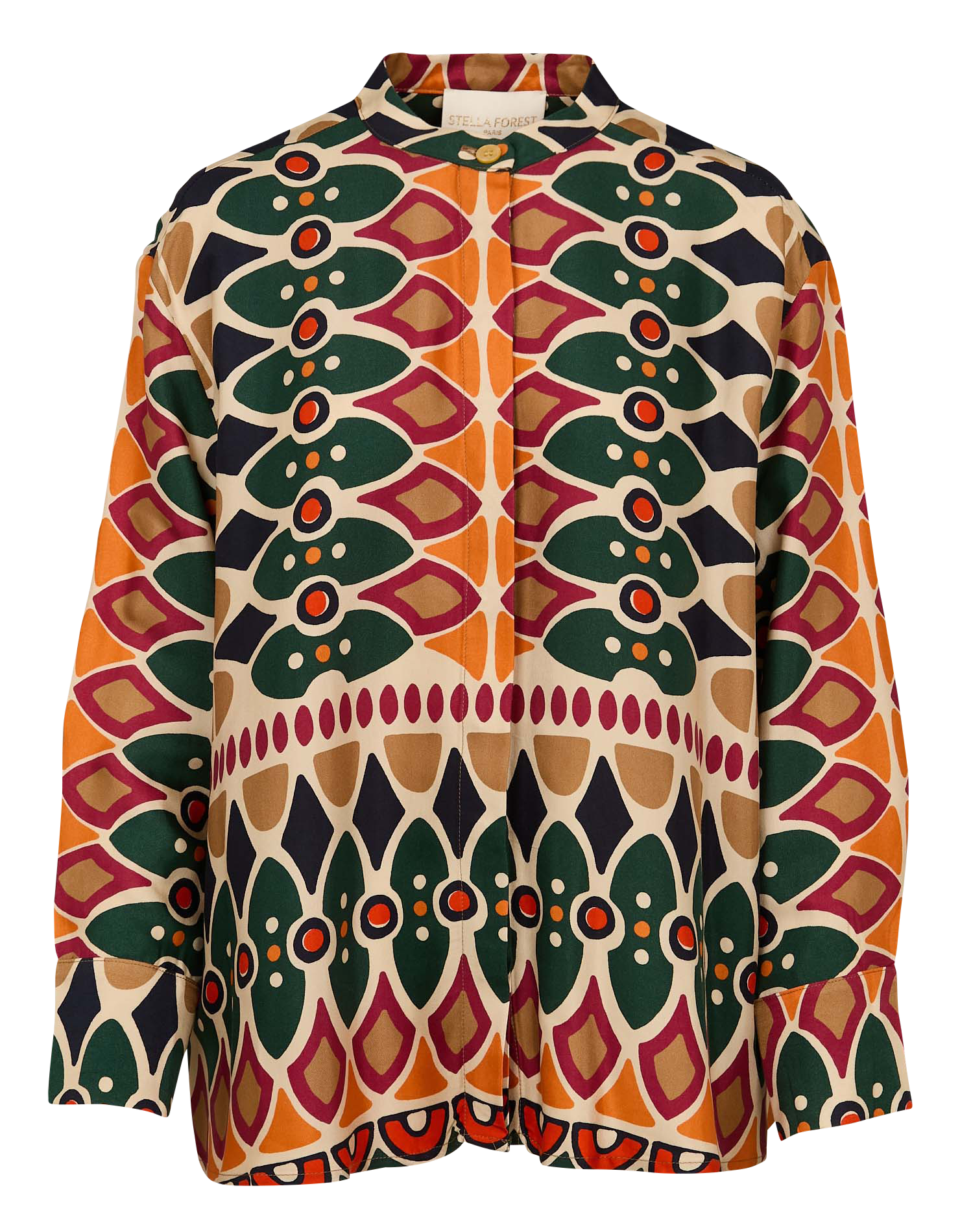 CLELIA - Chemiise oversize à col mao| Multicolore