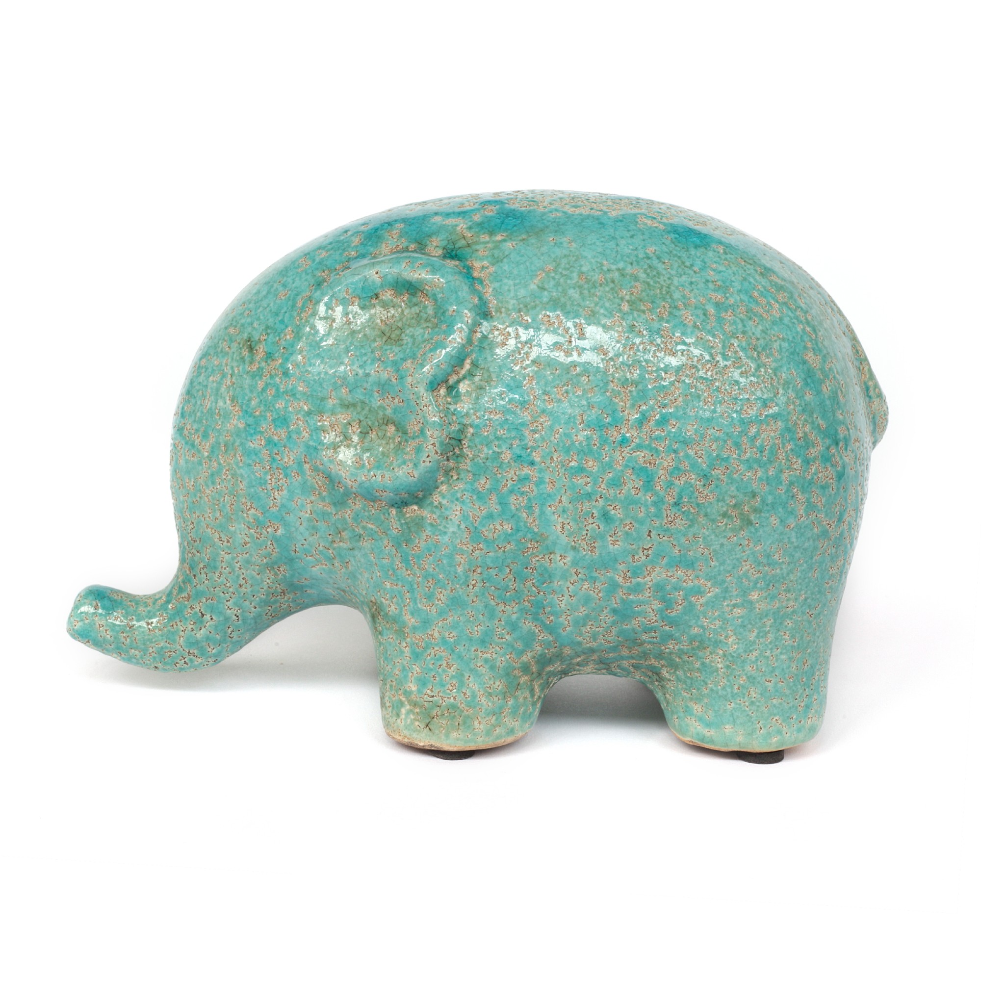 Keramikelefant, blau, T 20 cm, B 10,5 cm, H 11,5 cm von fischer's lagerhaus