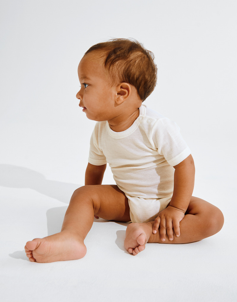 Romper met korte mouw van merinwol/zijde voor baby's (2 stuks)