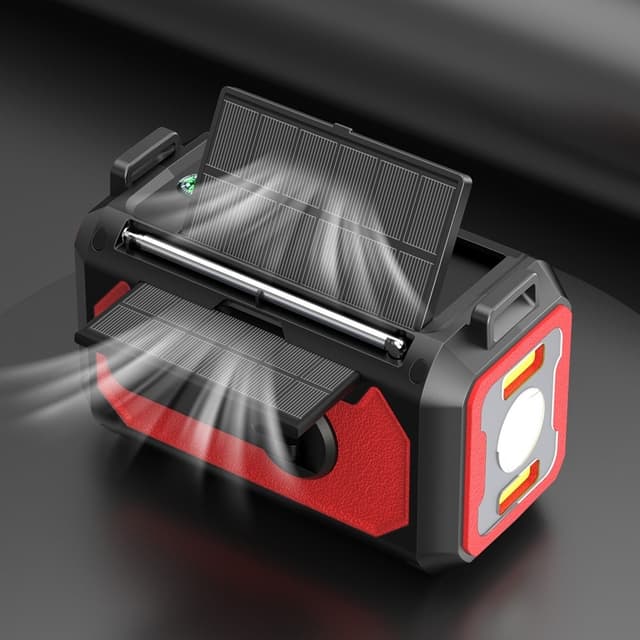 håndsving Radio 12000mAh Power Bank Batteri lommelygte Solar opladning
