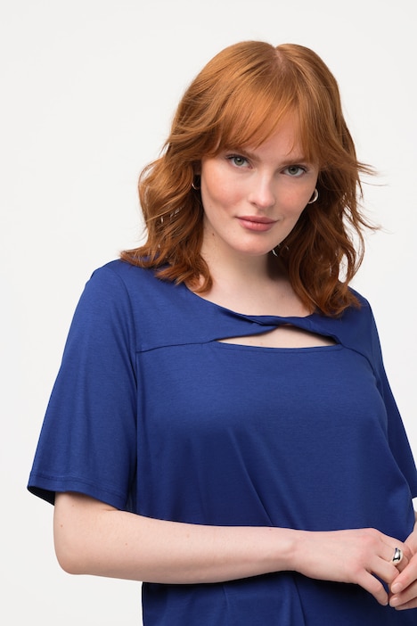 T-Shirt, Drapierung, Cut-Out, V-Ausschnitt, Halbarm