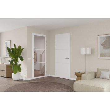 Arne & Bodil binnendeur ABE101 brons glas - extra wit afgelakt