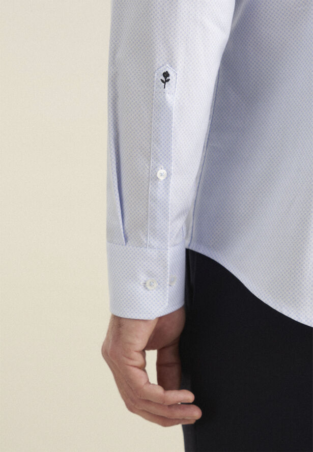 Seidensticker Business Shirt Slim Long sleeve Kent-Collar Print Blue
