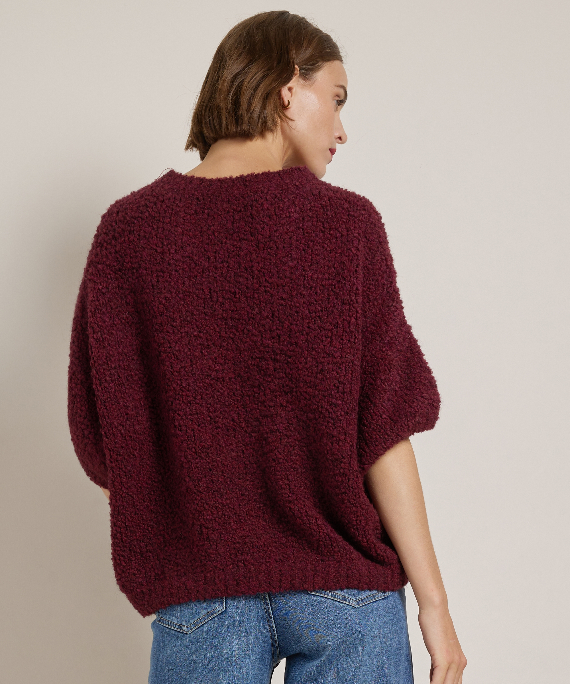 boucle trui met korte mouw