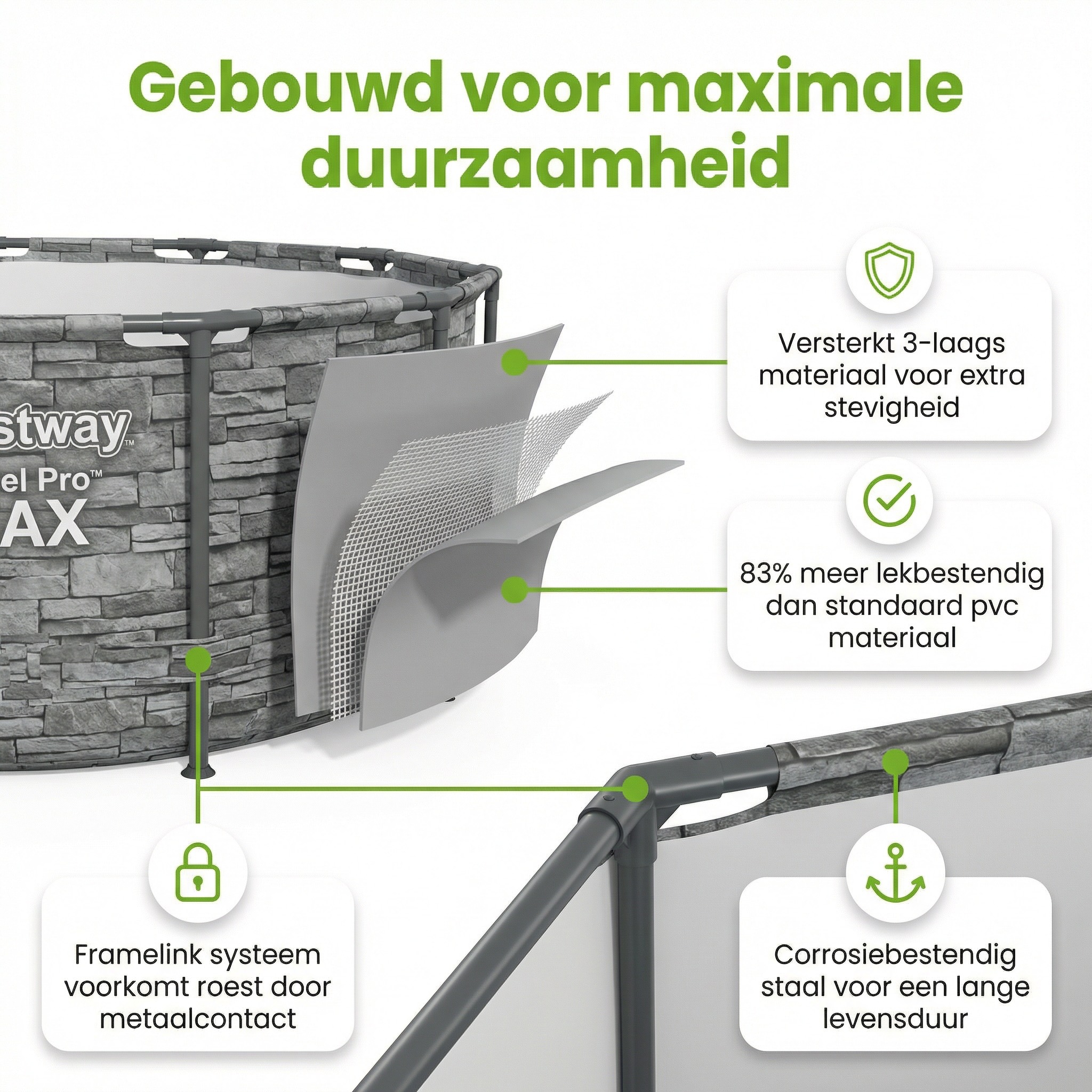 Bestway steel pro max 427x122cm zwembad steen – 5-delig