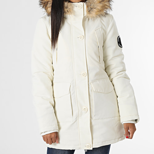 Parka Capuche Fourrure Femme Everest Blanc