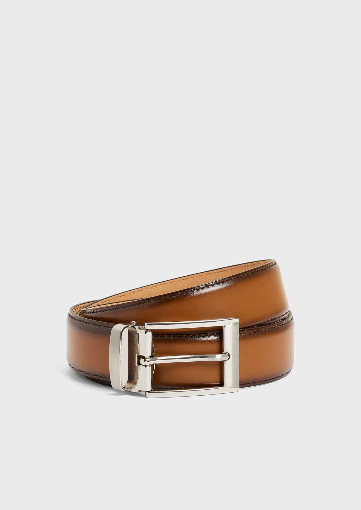 Ceinture ajustable en cuir lisse cognac