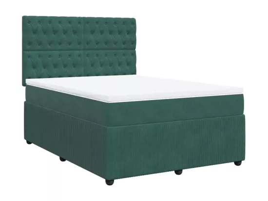 Sommier à lattes de lit et matelas Vert foncé 140x190cm Velours