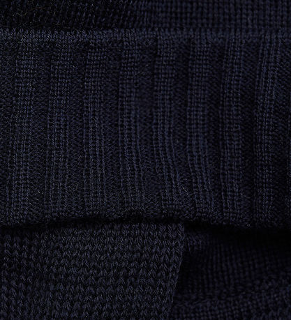 Huttelihut Hue m. ?reflapper - Strik - Uld - Dark Navy m. Kvast