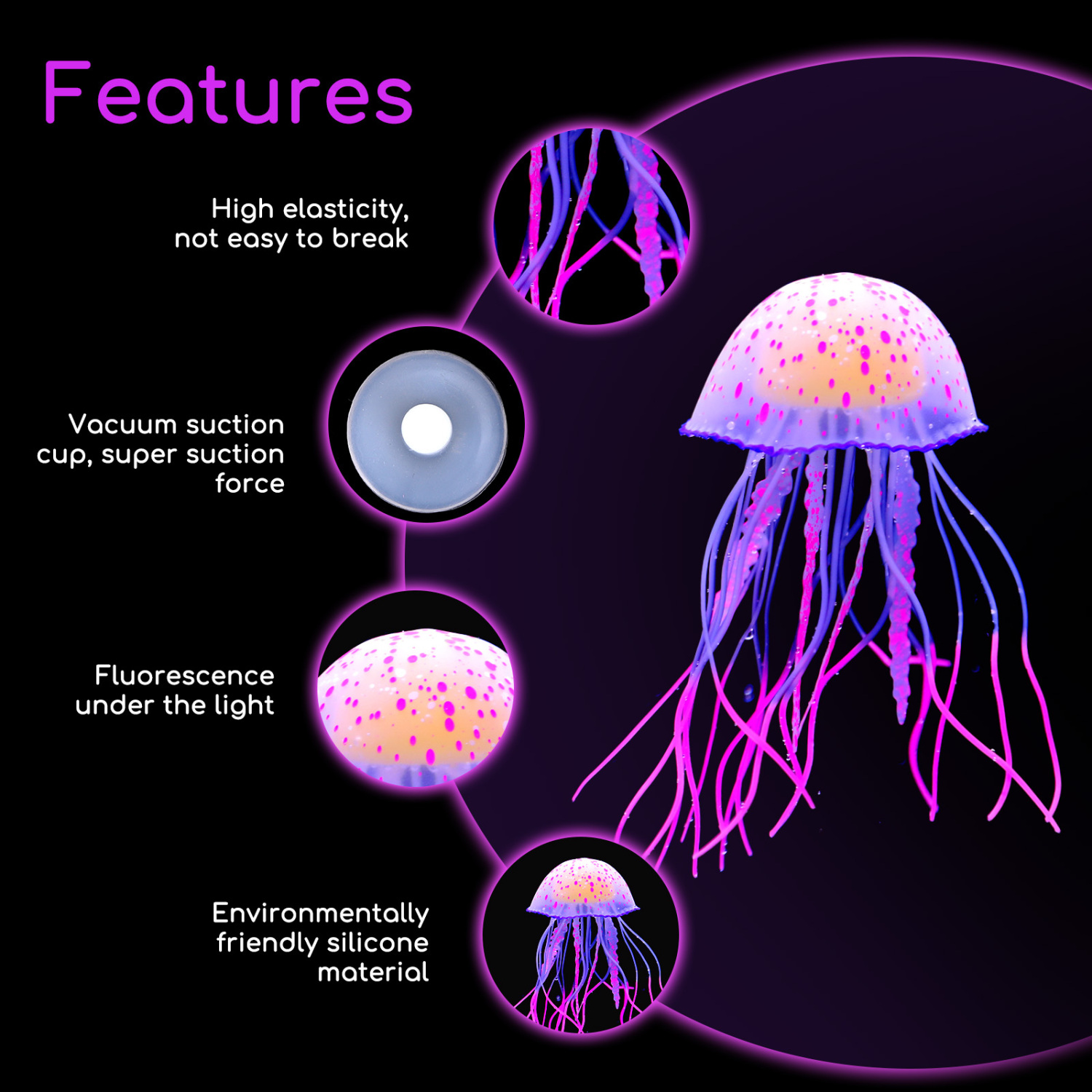 Nobleza - Conjunto de 6 Enfeites para Aquário, Águas-vivas Artificiais, Decoração para Aquário, Águas-vivas Artificiais Fluorescentes | Não Altera os Parâmetros da Água