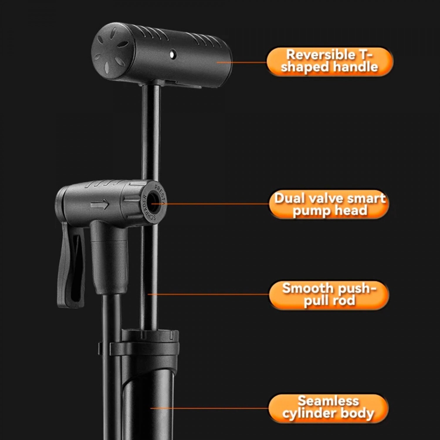 Fahrradpumpe mit Manometer – Schwarz Passend für verschiedene