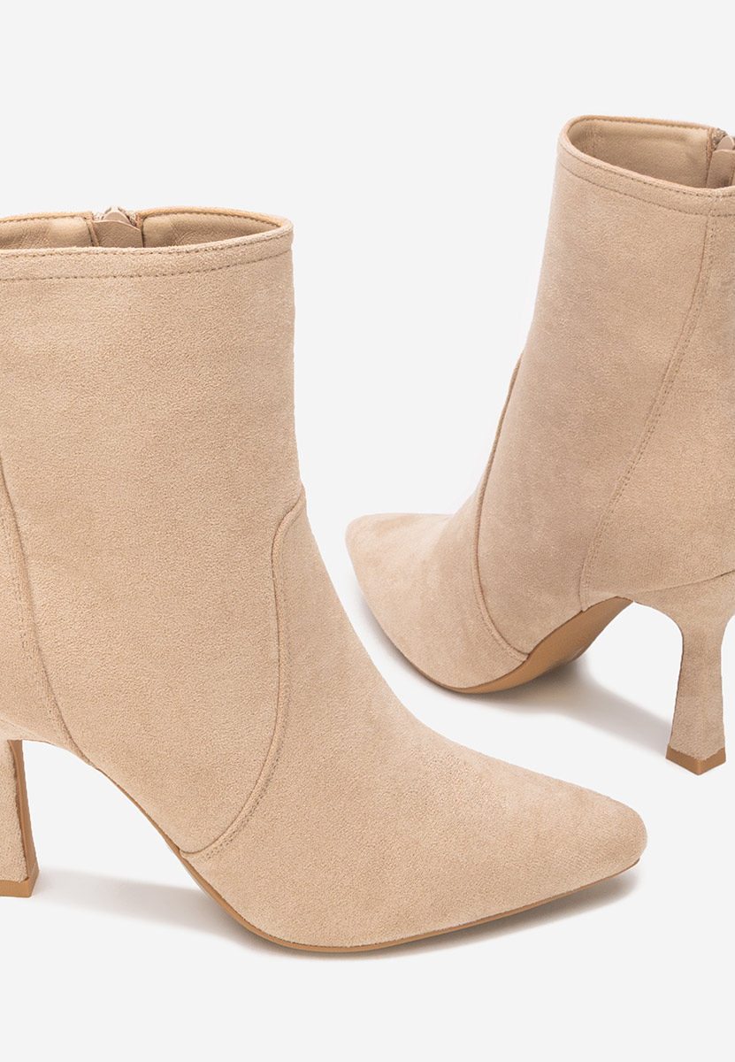 Bottines à talon fin beige Danelia