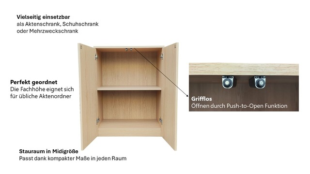 INOSIGN Aktenschrank »Jarvie« Mehrzweckschrank, Push-to-open, 2 Fächer, 60x80 cm