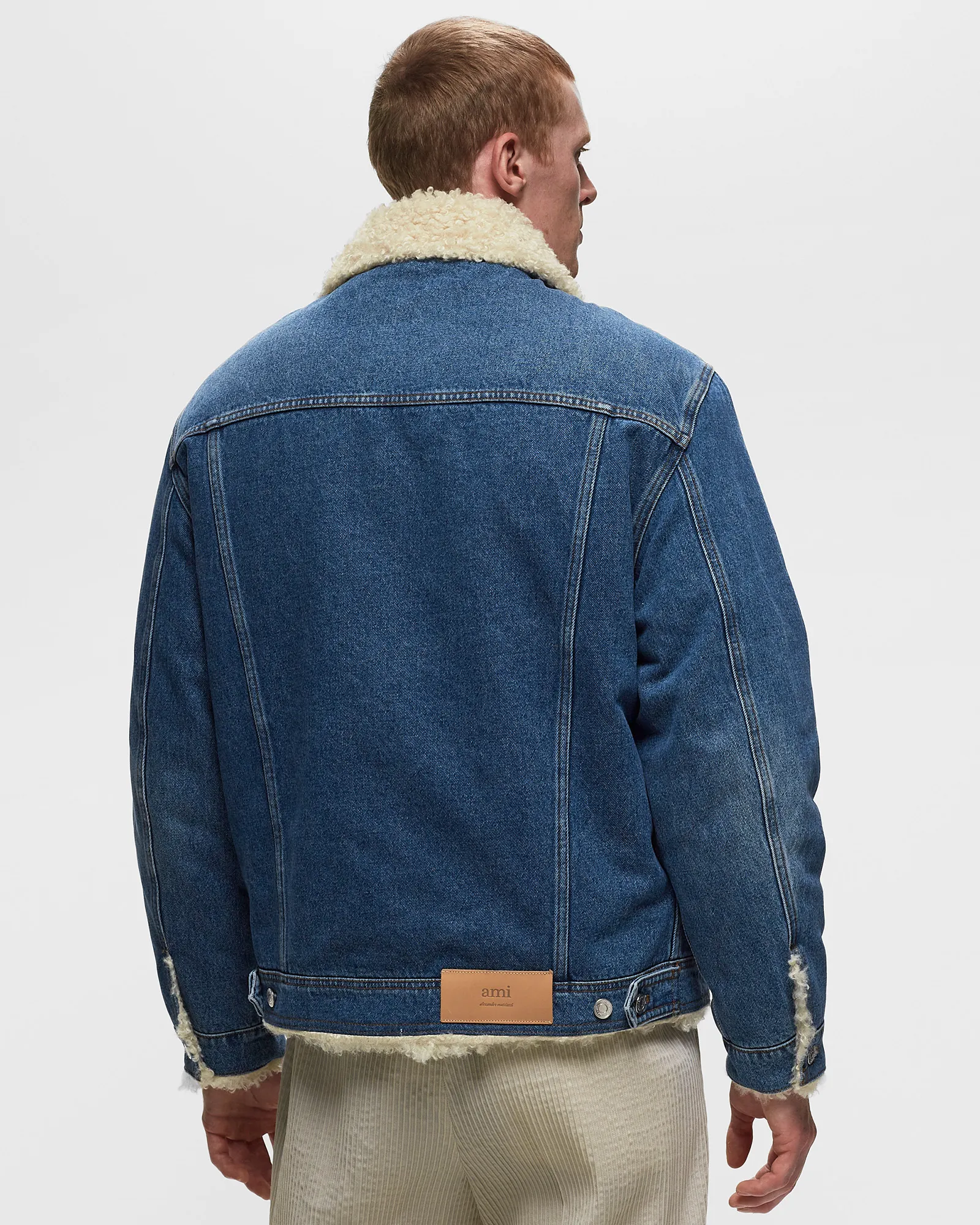 AMI Paris TRUCKER JACKET LINED WITH SYNTHETIC FUR