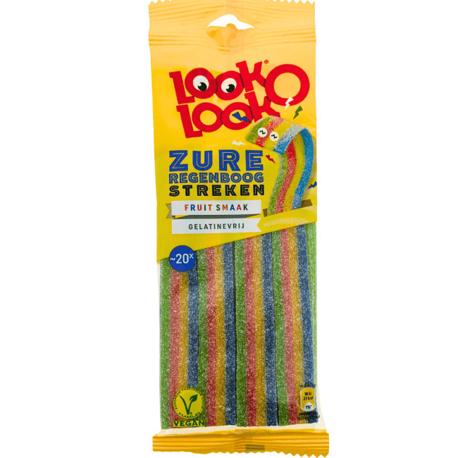 Look O Look Snoep Zuur Regenboog Streken Fruit Smaak 125g