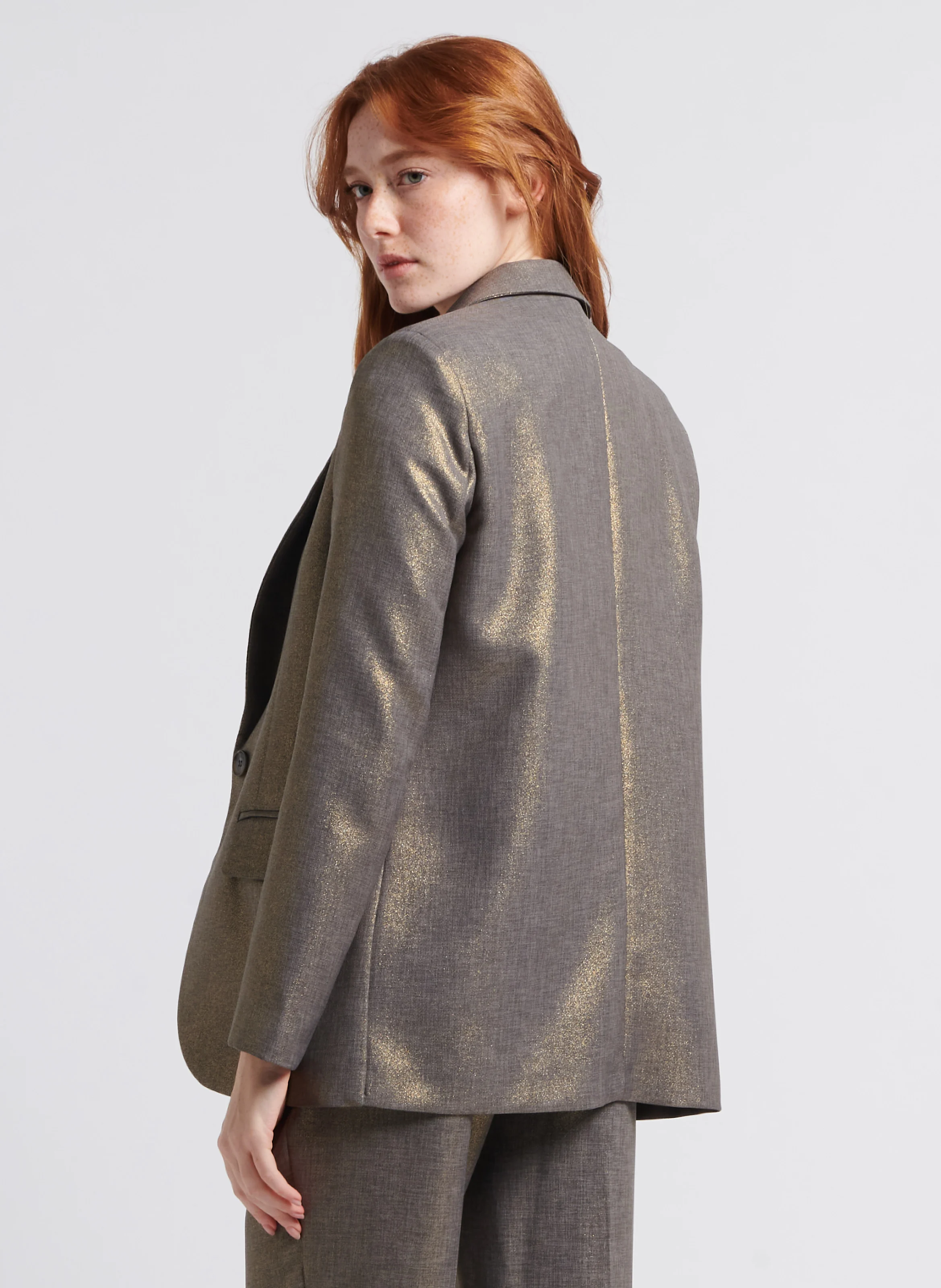 Blazer droit métallisé| Gris