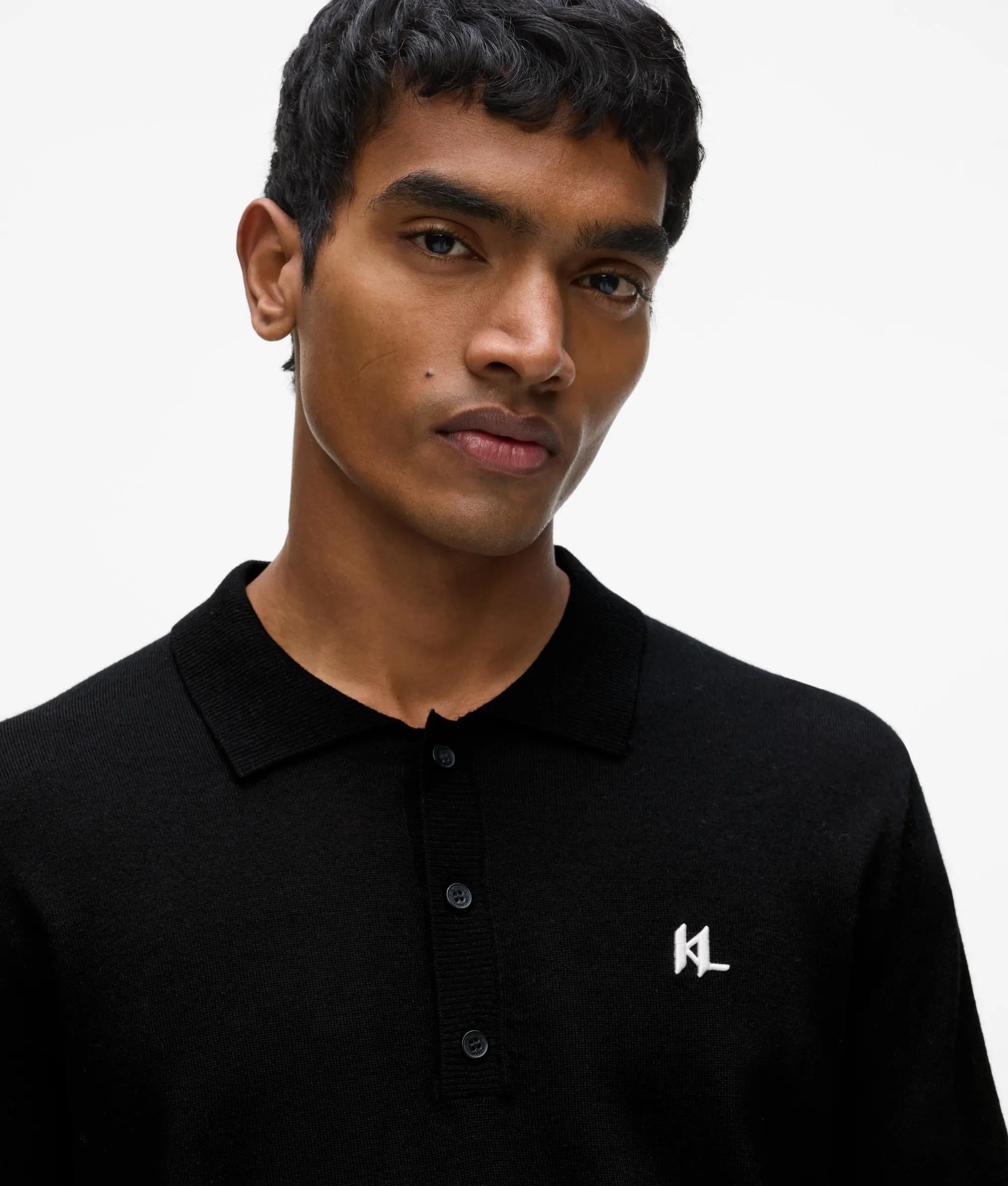 Merinoswol polo met lange mouwen