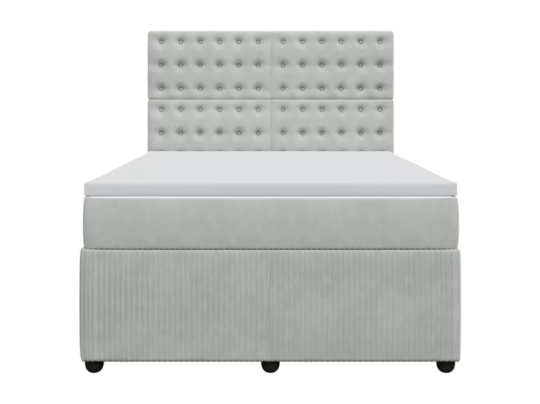Sommier à lattes de lit et matelas Gris clair 140x190cm Velours