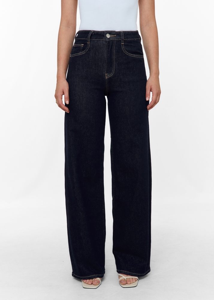 Wide leg stretch jeans marine blauw