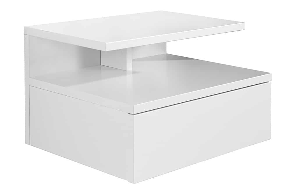 Hängender Nachttisch FLOATING 35cm weiß Regal mit Schublade