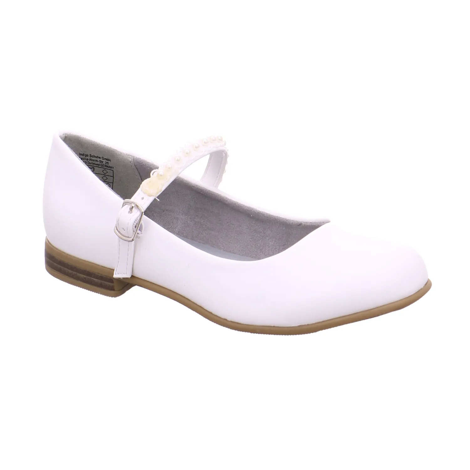 INDIGO Mädchen-Ballerina Weiss Lederimitat  Festlicher Sommerschuh