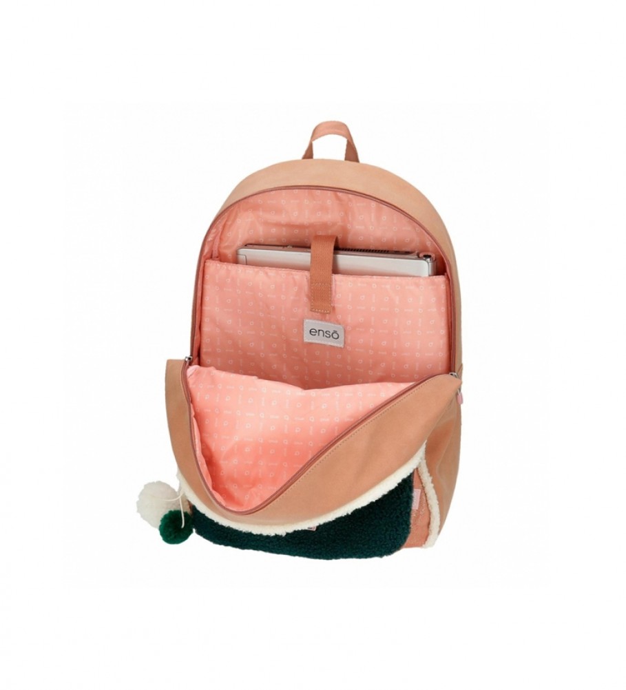 Mochila escolar Enso Shine Stars rosa e verde - 32x42x15cm